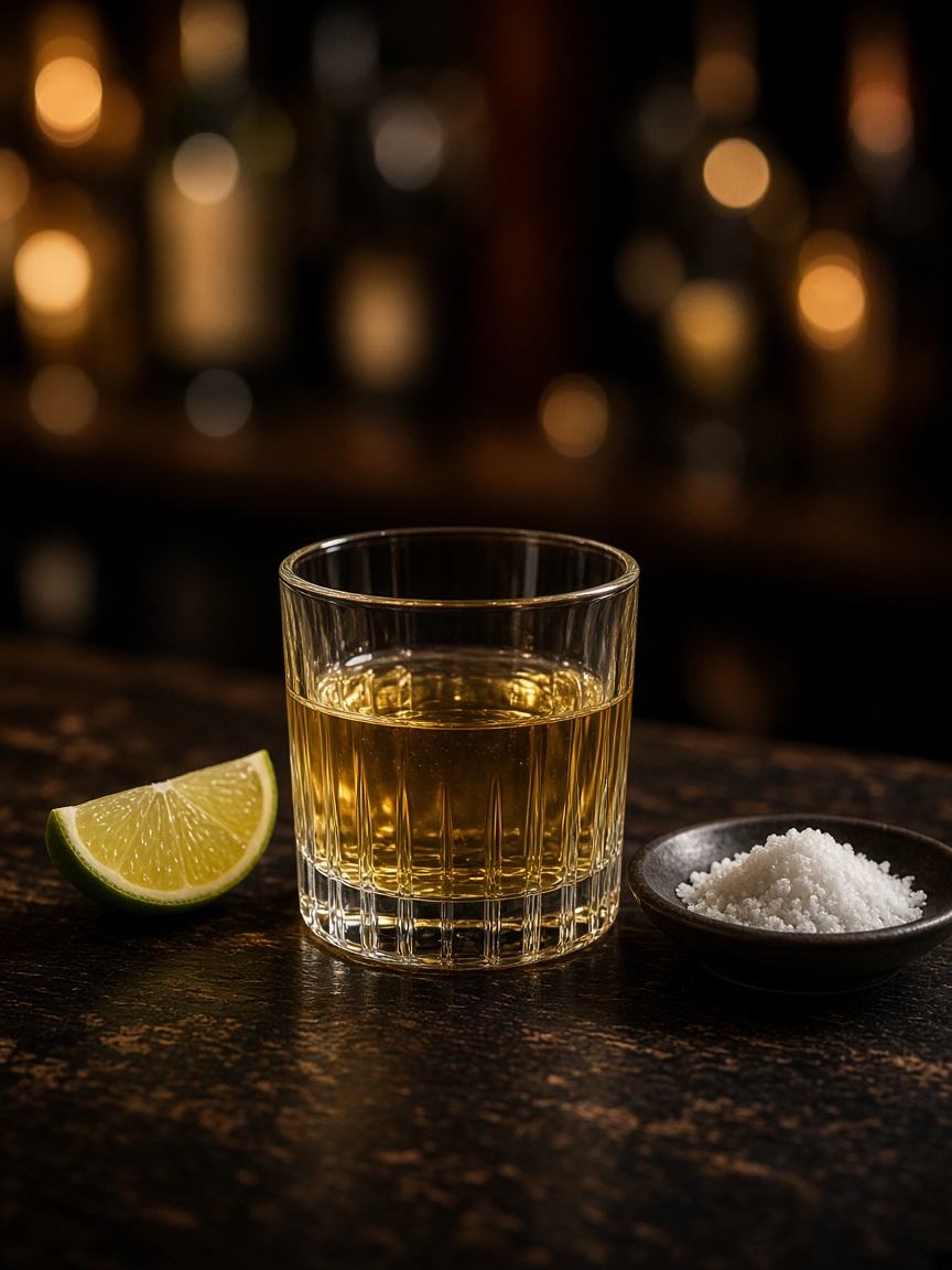 Tequila with lime and salt